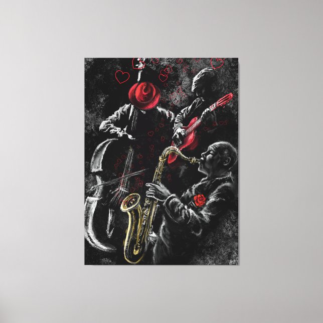 Em Tela Eu Amo Impressão de Telas de Música Jazz - Pintura (Frente)