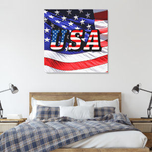 Em Tela EUA - Impressão de Lona Esticada da Bandeira Ameri