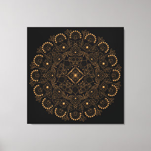 Em Tela Faux Dourado Pearl Bead Mandala Impressão 