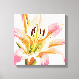 Em Tela Flor Lily Rosa | Impressão Floral de Aquarela