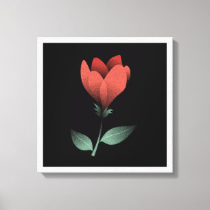 Em Tela Flor Vermelho Minimalista, Impressão de Arte de Fu