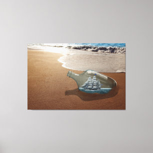 EM TELA FRASCO PARA NAVIO DE BEACH OCEAN ART IMPRESSÃO CAN