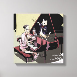 Em Tela Gatos Reinam Até O Pianista Rick London Impressão
