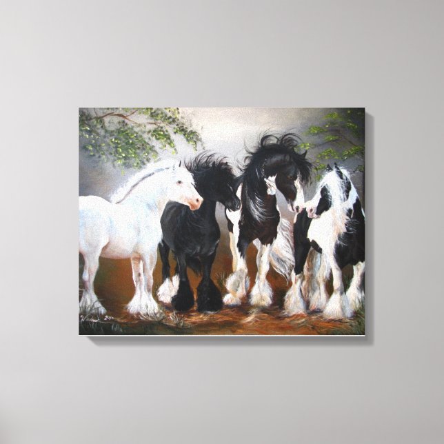 Em Tela Gypsy Vanner Stallions Art Impressão (Frente)