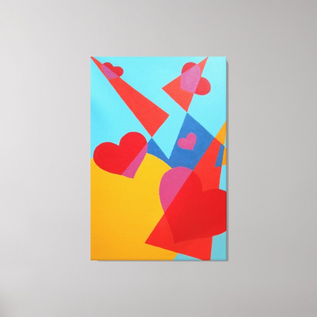 Em Tela Impressão Abstrata de Corações Vermelhos Alegres (Frente)