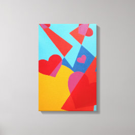 Em Tela Impressão Abstrata de Corações Vermelhos Alegres