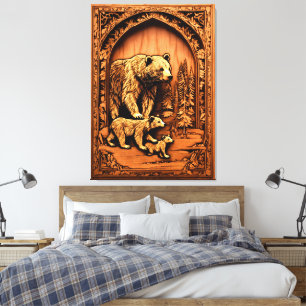 Em Tela Impressão ART da família de urso