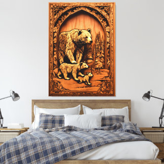 Em Tela Impressão ART da família de urso