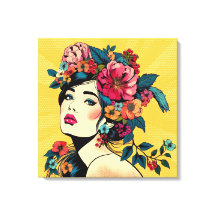 Impressão Artística de Mulher com Coroa de Flores