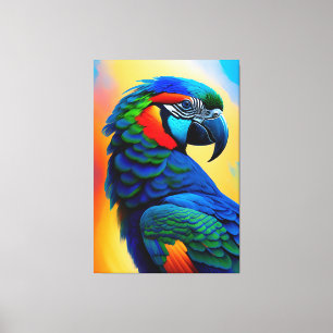 Em Tela Impressão Colorida de Pássaro de Macaw