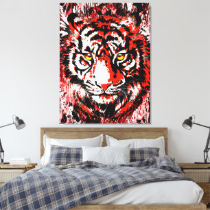 Em Tela Impressão Colorida de Tigre   Arte Colorida de Tig