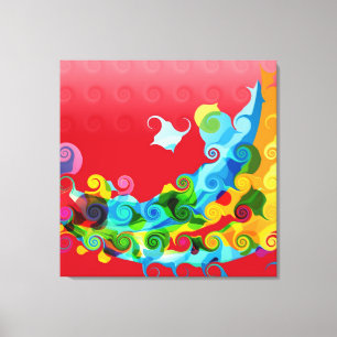 Em Tela Impressão Colorida Retrorna com Abstrato de Arte