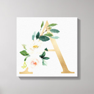 Em Tela Impressão da arte do monograma, letra floral A,