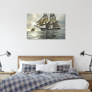 Em Tela Impressão da pintura a óleo do barco de vela do