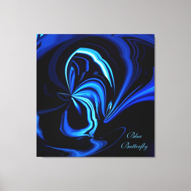 Em Tela Impressão de Abstrato de borboleta azul (Frente)