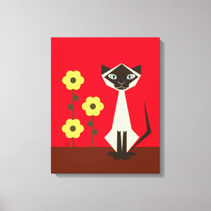 Em Tela Impressão de abstrato Flor e Capas de Gato Siamesa