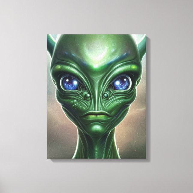 Em Tela Impressão de Alienígenas Verde Galáctica (Frente)