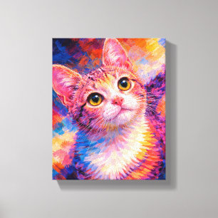 Em Tela Impressão de Arte de Gato Colorido   Pintura Vibra