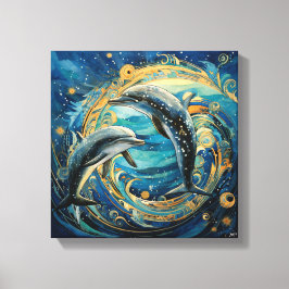 Em Tela Impressão de Arte de Golfinho
