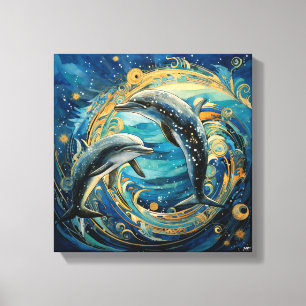 Em Tela Impressão de Arte de Golfinho