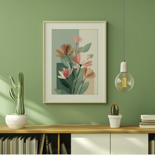 Em Tela Impressão de Arte de Linha Floral Boho Botânica
