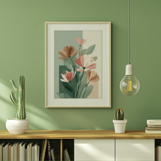 Em Tela Impressão de Arte de Linha Floral Boho | Botânica