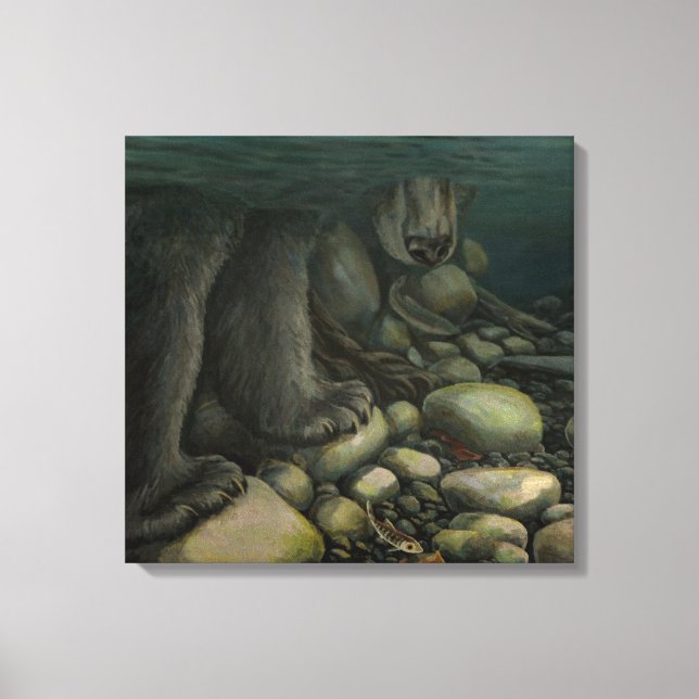 Em Tela Impressão De Arte De Peixe, Urso De Pesca (Frente)