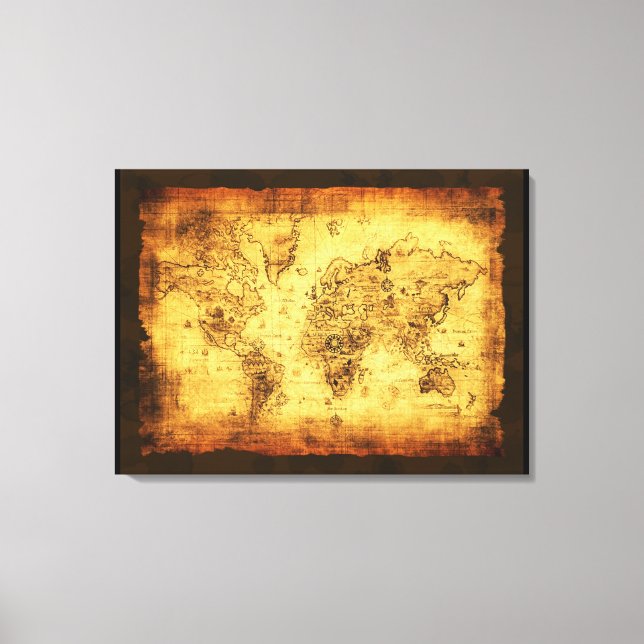 Em Tela Impressão de Arte do Mapa do Mundo Antigo (Frente)