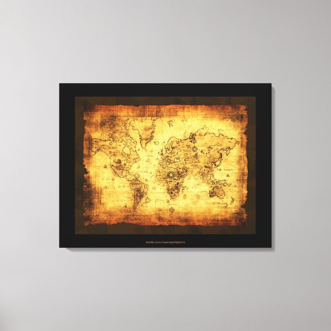 Em Tela Impressão de Arte do Mapa do Mundo Antigo (Frente)