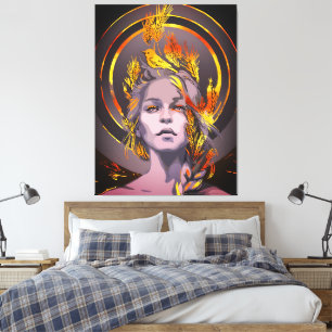 Em Tela Impressão de Arte Elegante com Trigo Dourado e Pás