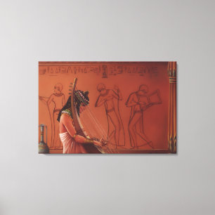 Em Tela Impressão de Arte Fina de Harpista Egípcia Antiga