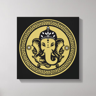 Em Tela Impressão de Arte Hindu com Tema Ganesha
