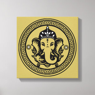 Em Tela Impressão de Arte Hindu com Tema Ganesha