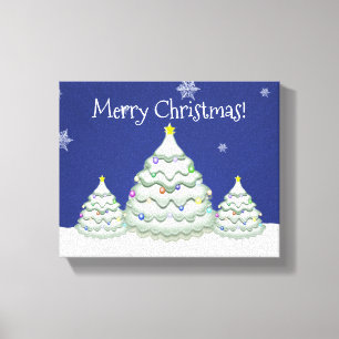 Em Tela Impressão de Árvore de Natal Azul