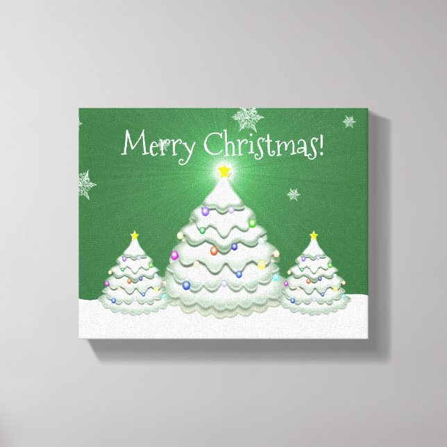 Em Tela Impressão de Árvore de Natal Verde (Frente)