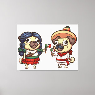 Em Tela Impressão de Cinco de Mayo Pugs