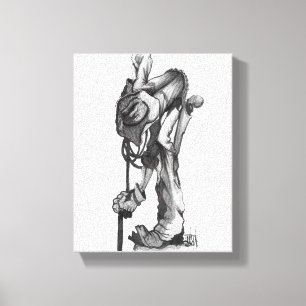 Em Tela impressão de desenho de lápis de vaqueiro