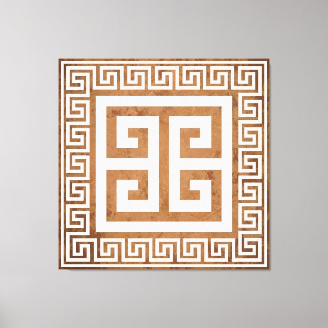 Em Tela Impressão de Design branco de padrão-chave grego (Frente)