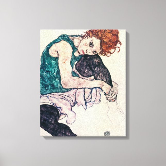Em Tela Impressão de Egon Schiele Seated Woman (Frente)