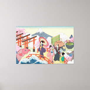 Em Tela Impressão de Estilo Ukiyo-e Japonês