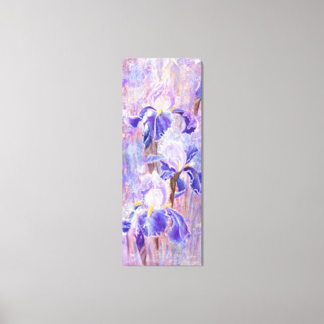 Em Tela Impressão de Flores Íris Azuis Roxas - Pintura (Frente)