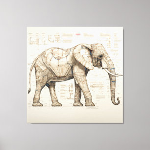 Em Tela Impressão de Gráfico Africano Elefante