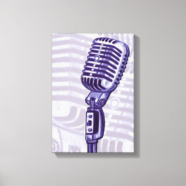 Em Tela Impressão de Microfone de Vintage Roxo (Frente)