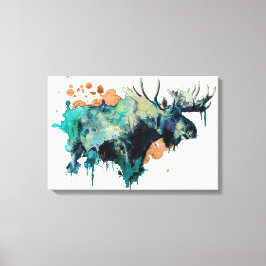 Em Tela Impressão de Moose de Aquarela