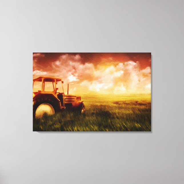 Em Tela Impressão De Pintura De Óleo De Trator Embalado (Frente)