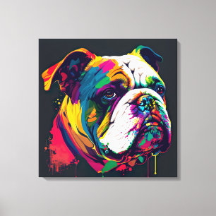 Em Tela Impressão de Pop de Arte do Buldogue Inglês