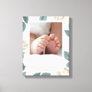 Em Tela Impressão de Quadro Floral de Rosa Branca Suave