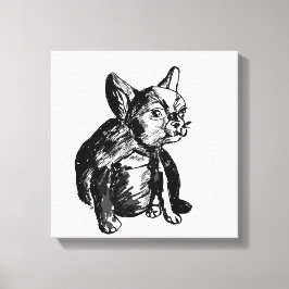 Em Tela Impressão de Solteiro de desenho do Bulldog Francê