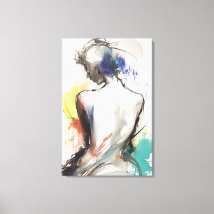 Em Tela Impressão de tela, pintura de silhueta feminina