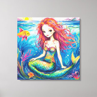Em Tela Impressão De Telas Esticadas - Pequena Sereia E Ma